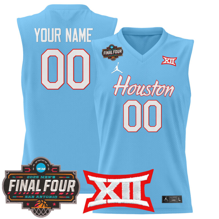Men Houston Cougars #7 Uzan blue 2025 Final Four Patch NCAA Custom Jerseys->customized ncaa jersey->Custom Jersey